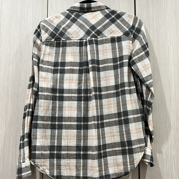Lucky Brand Plaid Gauze Shirt‎ | Black & Cream | Size Small - Picture 4 of 13